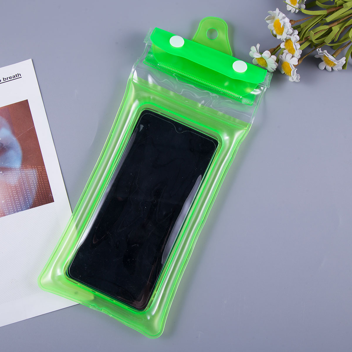 Picture of Three-fold mobile phone waterproof bag airbag bag Velcro touch screen swimming hot spring sealing strip waterproof neck wholesale