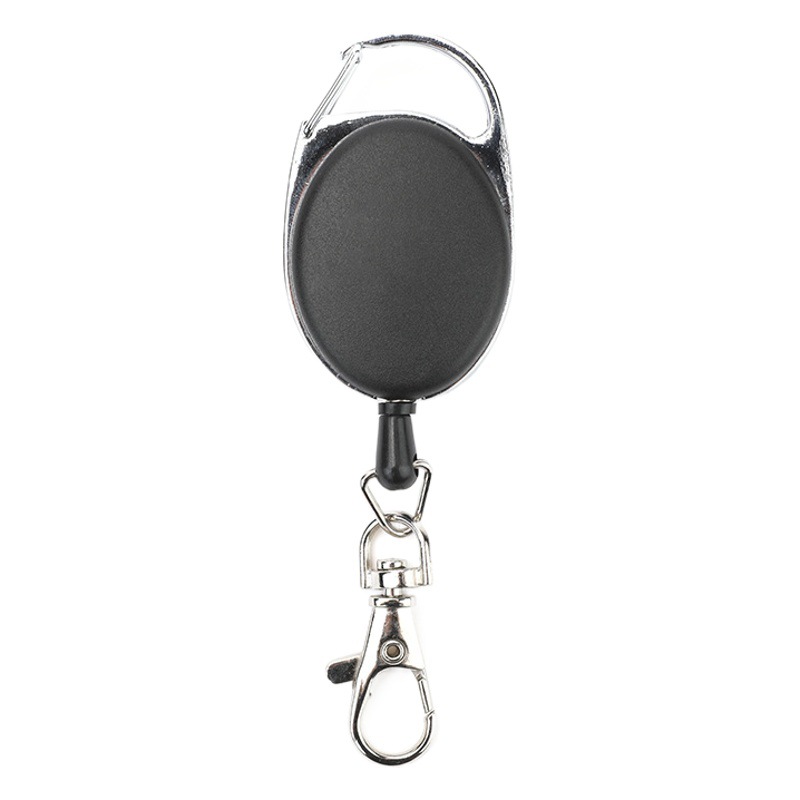 in stock zinc alloy frame easy pull-up buckle oval telescopic buckle metal clip buckle plastic easy pull-up matte keychain