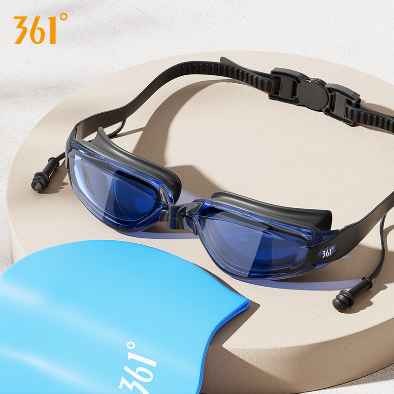 Picture of 361 degree swimming goggles earplugs integrated swimming glasses widened field of vision myopia glasses colorful electroplated swimming glasses