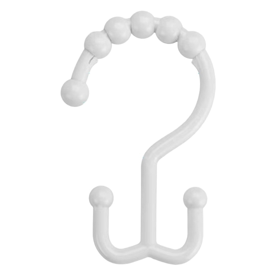Plastic Double-Ear Mountain-Shaped Hook Shower Curtain Hook Bathroom Plastic Five-Cent Coin-Shaped Hook Ball Ring Wholesale Environmentally Friendly Material