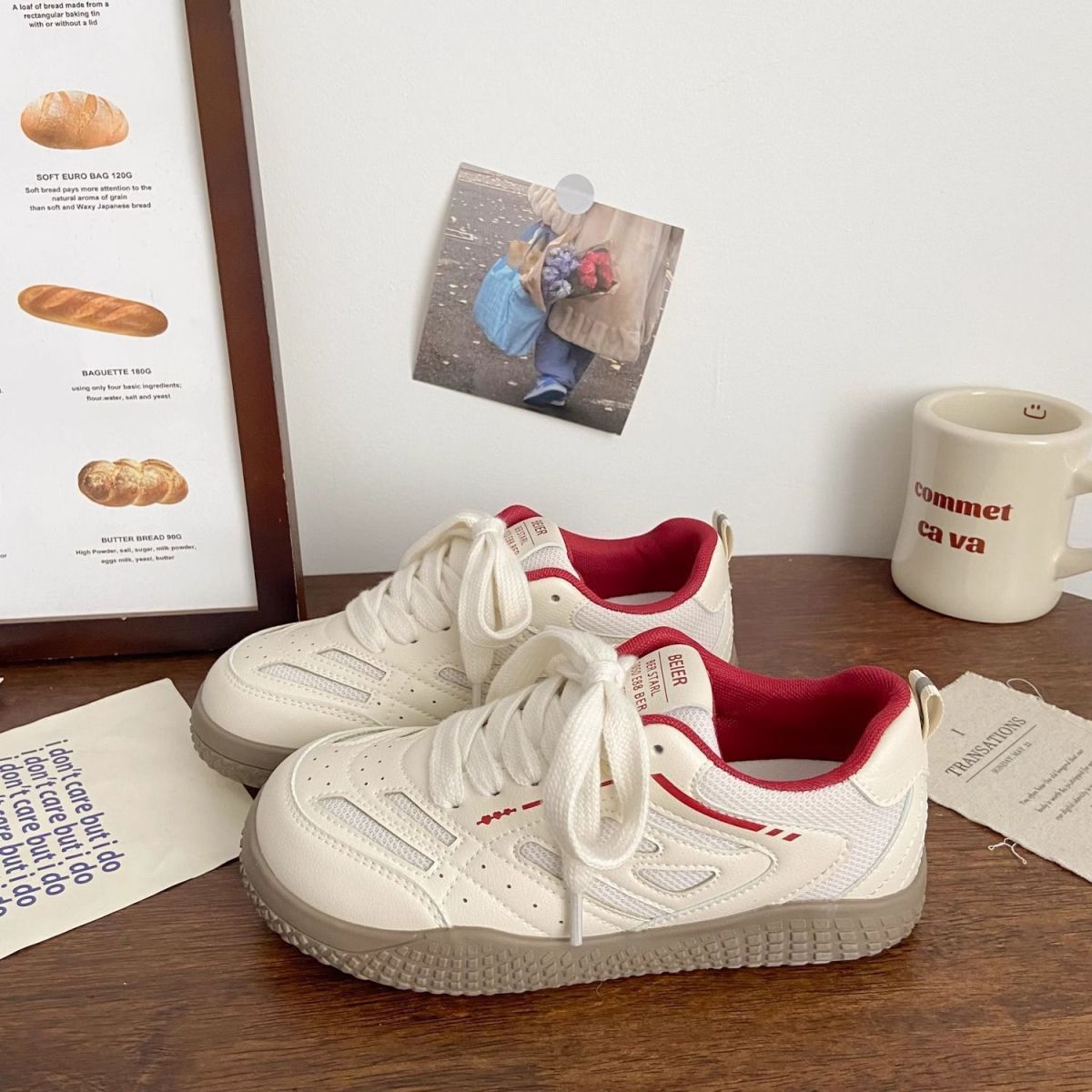 2024 Desun Double-mesh Sneakers Women's Ugly Cute Spring and Autumn Chic Niche Korean-style Breathable Sports Forrest Gump White Shoes Women