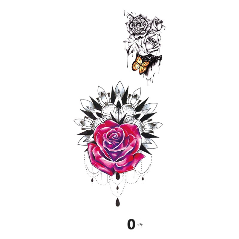 New Small Flower Tattoo Sticker Plant Flower Line Small Fresh Black and White Small Figure Animal Plant Flower Sticker for Women