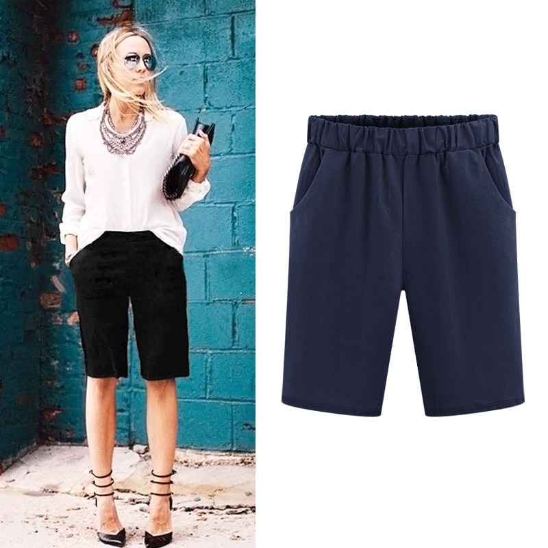 Picture of Plus Size Five-Quarter Pants Women's Summer Thin Mid-Pants 100kg Fat Sister Loose Harem Pants Plus Fat and Slimming Look Women's Pants