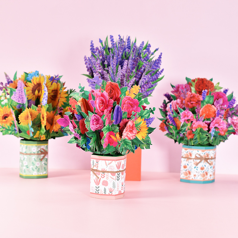 New Mother's Day greeting card creative bouquet table 3D three-dimensional cross-border Amazon 38 Women's Day blessing card