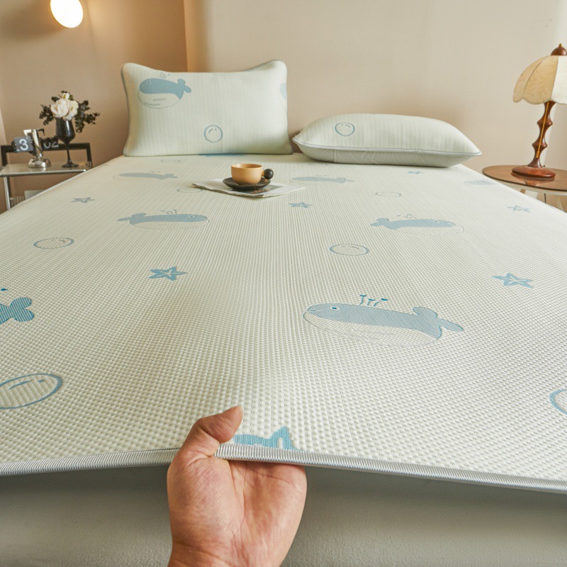 Picture of Class A ice silk mat three-piece set 2025 new summer machine washable antibacterial air conditioning soft mat bed hat 1.8 meters