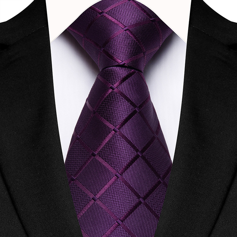 Picture of Men's Tie Polyester Jacquard Fabric Dress Business Stripe Red Wedding Groom Best Man Hand Tie Tie