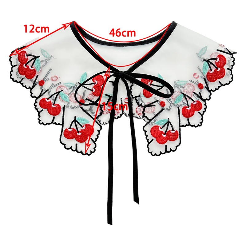 Cross-border Explosions Organza Cherry Embroidered Lace Bow Collar False Collar Shawl Decorative Children's Wear Women's Wear All-match