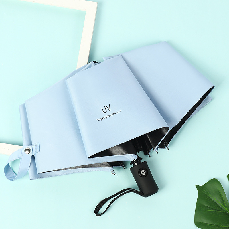 Picture of A large number of wholesale automatic umbrella women sunshade folding dual-use sun umbrella black rubber sunscreen customized advertising