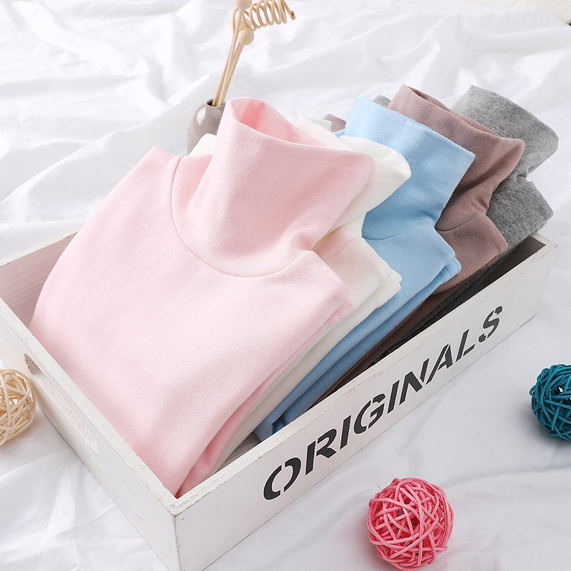 Picture of Children's High Collar Bottoming Shirt Autumn and Winter Pure Cotton White Girls' Bottoming Clothes Boys' Inner Top Girls' Autumn Clothes