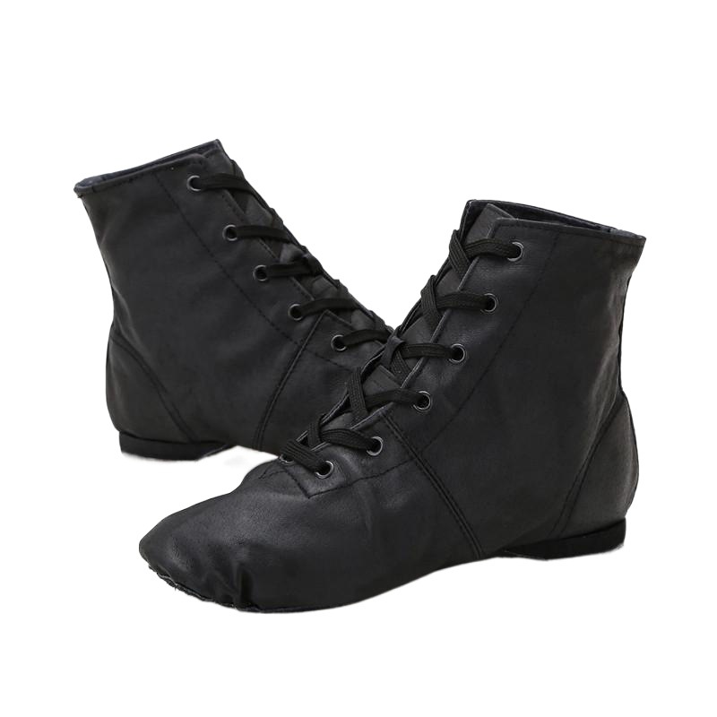 Picture of Gold and Silver High Top Dance Shoes Leather Glossy Stage Performance Adult Children Canvas Jazz Boots Shoes Black Women