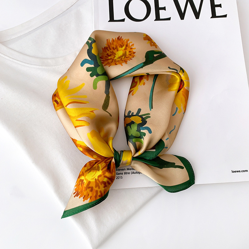 Picture of 2024 New Style Silk Scarves Women's Spring and Summer Fashion Printed 100 Mulberry Silk Small Square Scarf South Korea Ribbon Scarf