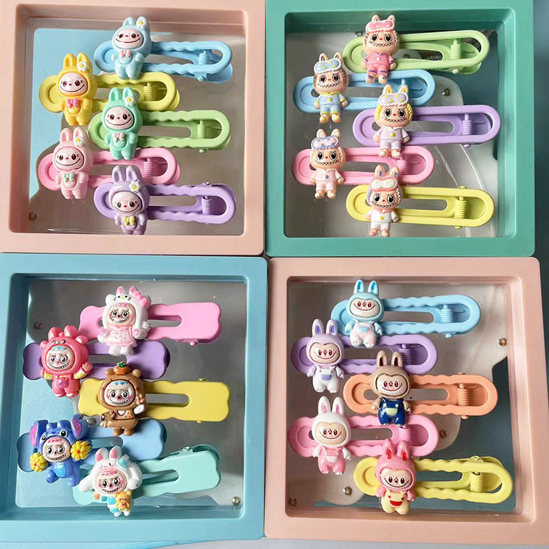 New seamless alloy cloth duck bill clip children's hair clip gift box cartoon U-shaped clip does not hurt hair headdress set box
