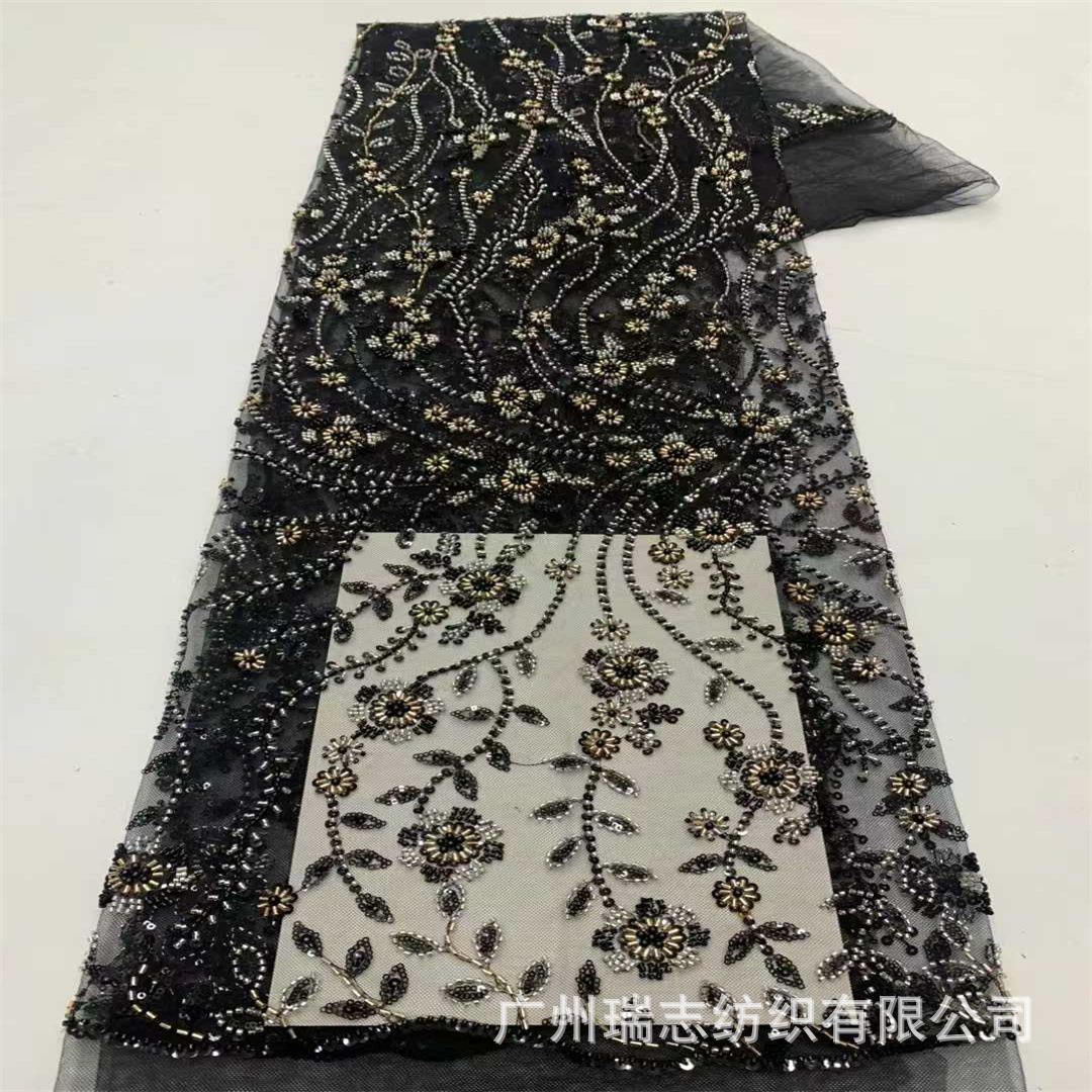 Picture of Full-Width Sequin Embroidered Fabric Lace Ethnic Lace Fashion Banquet Dress Fabric Embroidery Lace