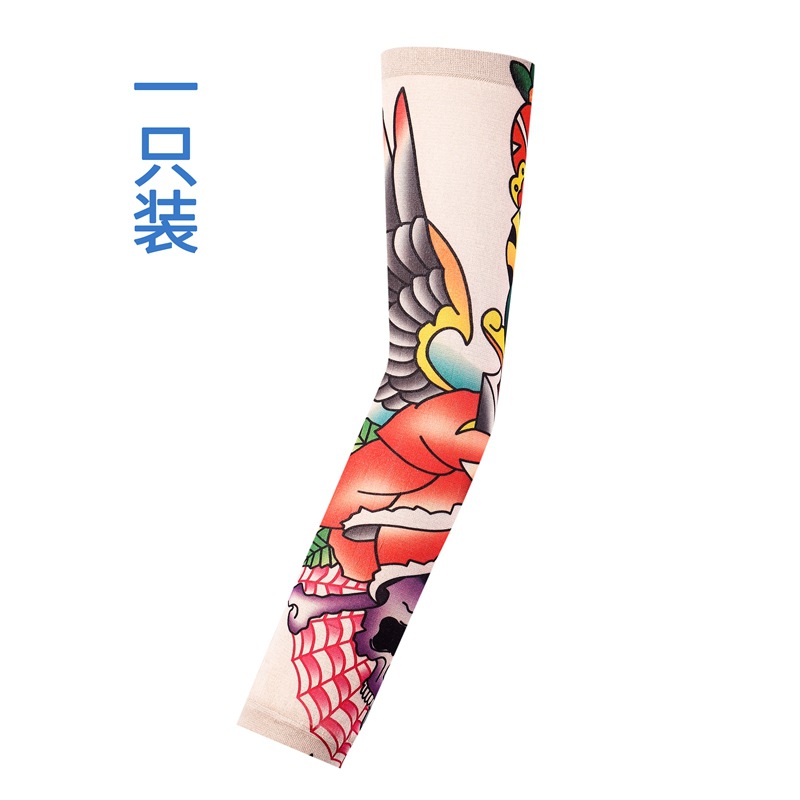 Picture of Flower Arm Tattoo Sleeve Seamless Outdoor Riding Tattoo Sunscreen Sleeve Riding Tattoo Sleeve Optional Color Cross Border