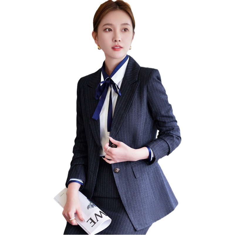 High-end striped suit suit women's autumn and winter suit business formal work clothes interview suit OL professional vest suit