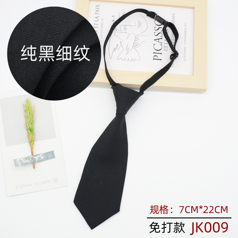 Picture of Jk Tie Female K-Style Japanese Style Preppy Style Black 7cm Hand-Tied School Uniform Uniform Knot-Free Short Student Trend