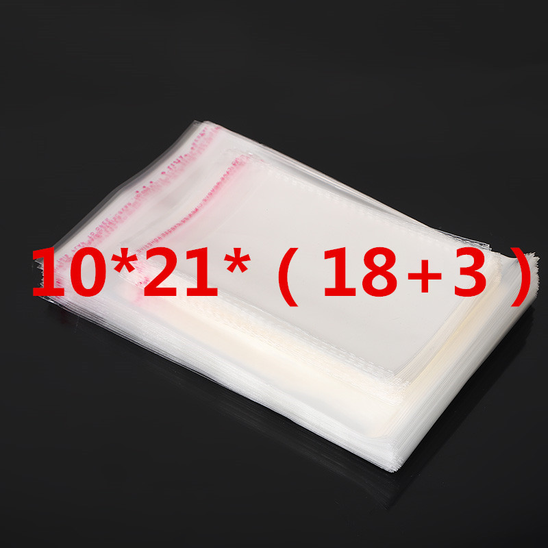 Medium Opp Packaging Bag 10*21 (18+3) Stationery Bag Transparent Seal Flat Mouth Self-Adhesive Bag Sock Ziplock Bag