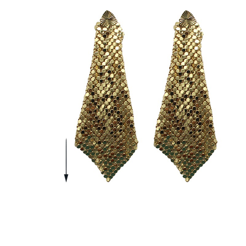 European and American Personality Niche Jewelry suit Plain Gold Sequins Nightclub Jewelry suit Exaggerated Earrings Banquet
