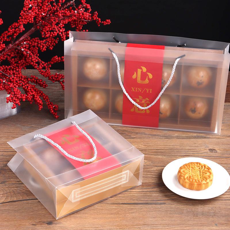 Picture of Baking packaging PP frosted transparent tote bag PVC plastic souffle packing bag gift packaging bag
