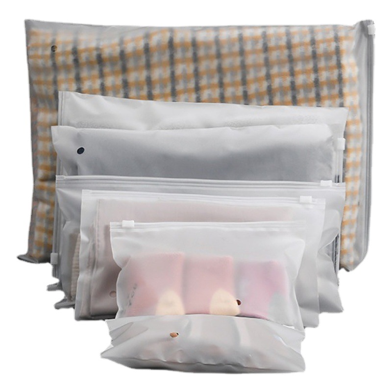 Spot Pe Transparent Zipper Bag Eva Frosted Clothing Packaging Bag Cpe Ziplock Bag Socks Horizontal Version Intimates Packaging Bag