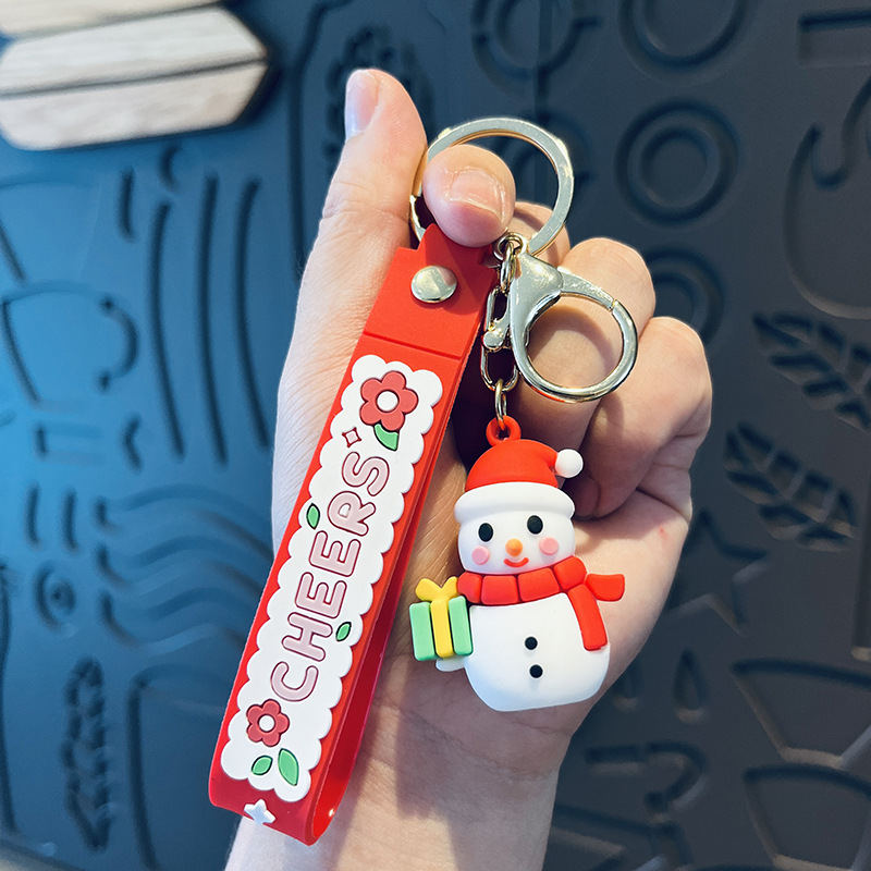 Picture of Cute Santa Claus keychain Christmas gift Christmas tree three-dimensional key chain Bell snowman elk wholesale