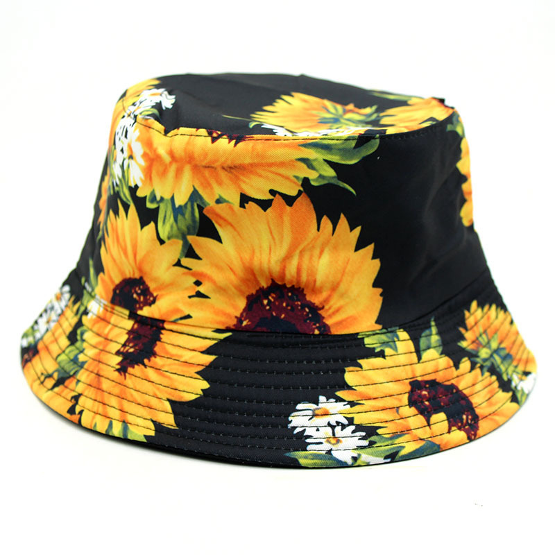 Foreign trade AliExpress New sunflower printed fisherman hat men and women outdoor sunshade double-sided basin hat bucket hat