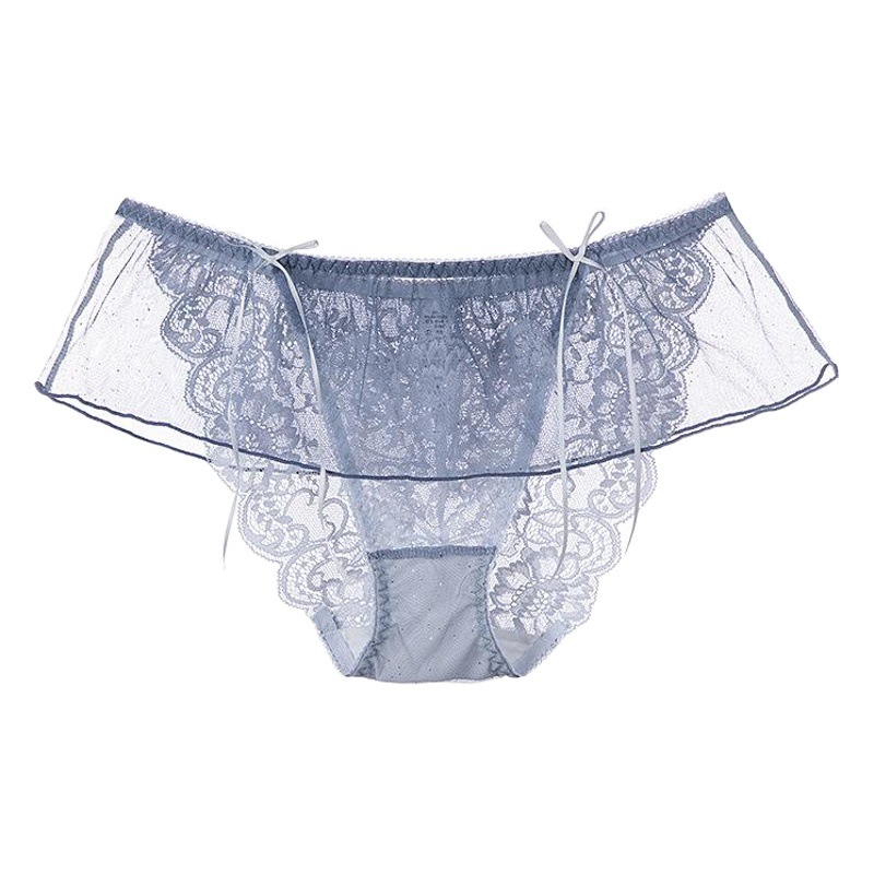 Japanese New Cute Polar Dot Mid-waist Underpants Ruffled Triangle Women's Sexy Mesh Lace Underwear for Women