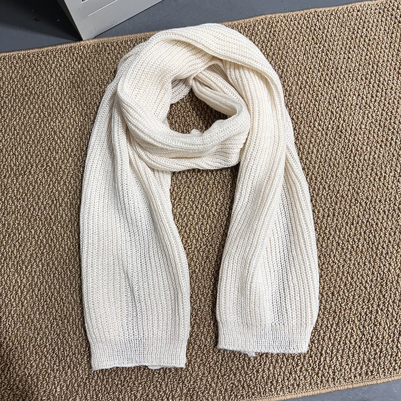 Picture of Korean Style Scarf 2024 Winter New Solid Color Internet Celebrity Female Couple Student All-match Knitted Thickened Warm Neck for Men