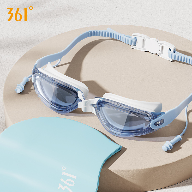 Picture of 361 degree swimming goggles earplugs integrated swimming glasses widened field of vision myopia glasses colorful electroplated swimming glasses
