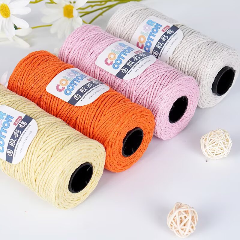Hollow cotton thread 2mm hand woven diy crocheted bag wrapping line leisure beach hat sub-line bag cushion material