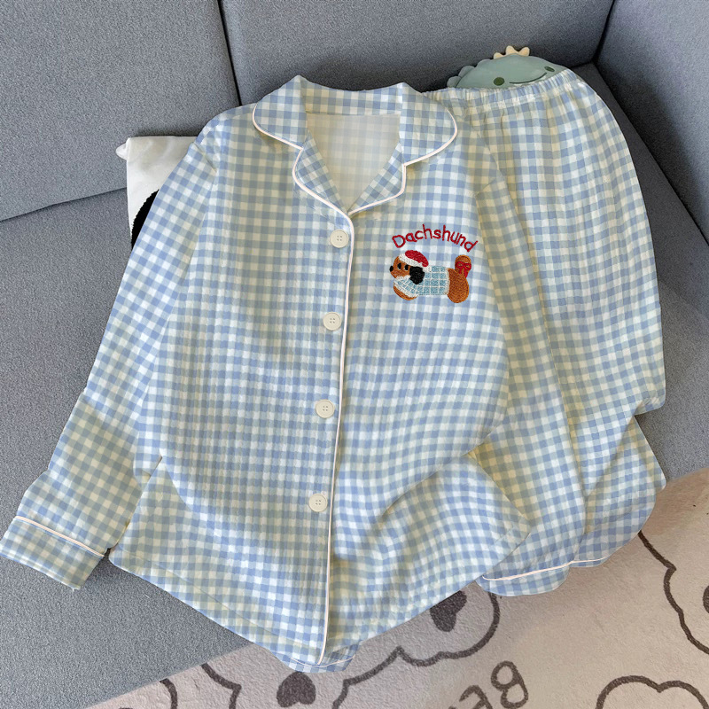 Spring New Dachshund Dog Pajamas Women's Winter Air Cotton Thickened Long Sleeve Christmas Home Clothes Warm suit Wholesale