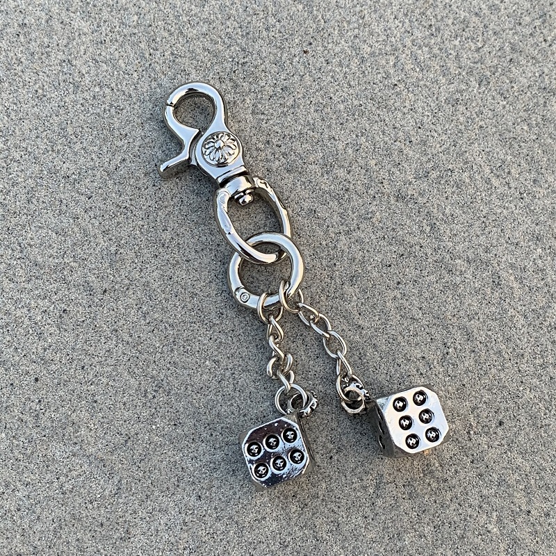 Vintage Flower Type Heavy Industry Keychain Dice Pendant Wear Accessories Bag Hanging cleanfit Trendy Small Style
