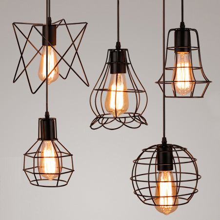Retro Iron Small Chandelier Led Creative Bedroom Single-Head Lamp Simple Dining Chandelier Living Room Manufacturer Direct Wholesale