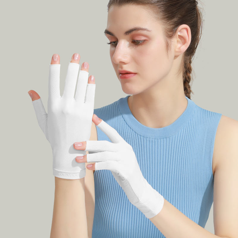 Picture of Gloves Half-finger Summer Anti-ultraviolet Nail Art Women's Outdoor Riding Ice Silk Driving Gloves Thin Ice Cool Breathable Plastic Dip Gloves