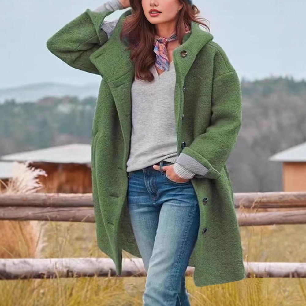 Picture of Rural Casual Hooded Trench Coat Woman Rural Literary Loose Hooded Windbreaker Women