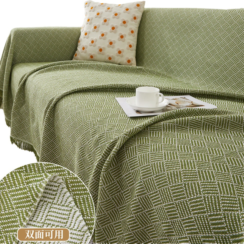 Sofa Towel Cover Cloth Ins Style Double-Sided Cotton Yarn Blanket Simple One-Piece Sofa Cushion Cover All-Inclusive Cover