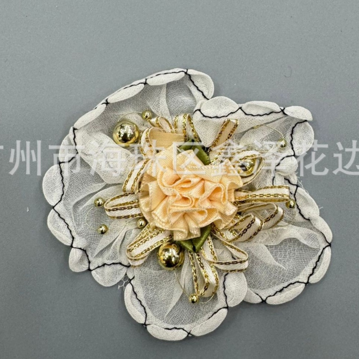 Five-leaf petals handmade three-dimensional flower with beads clothing flower shoes flower headdress shoes flower bag flower accessories