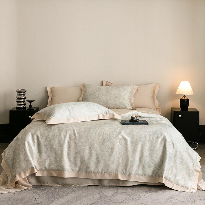 Picture of Light Luxury 100 Lyocell Tencel Summer Cool Quilt Four-Piece Set Air Conditioned Quilt Summer Quilt Advanced Sense Class A Maternal and Infant Quilt