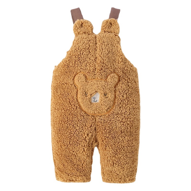 Baby's Strap Pants Spring and Autumn Velvet Belly Protection Children's Autumn and Winter Boys' Baby Children's Lamb Velvet Girls' Baby Pants