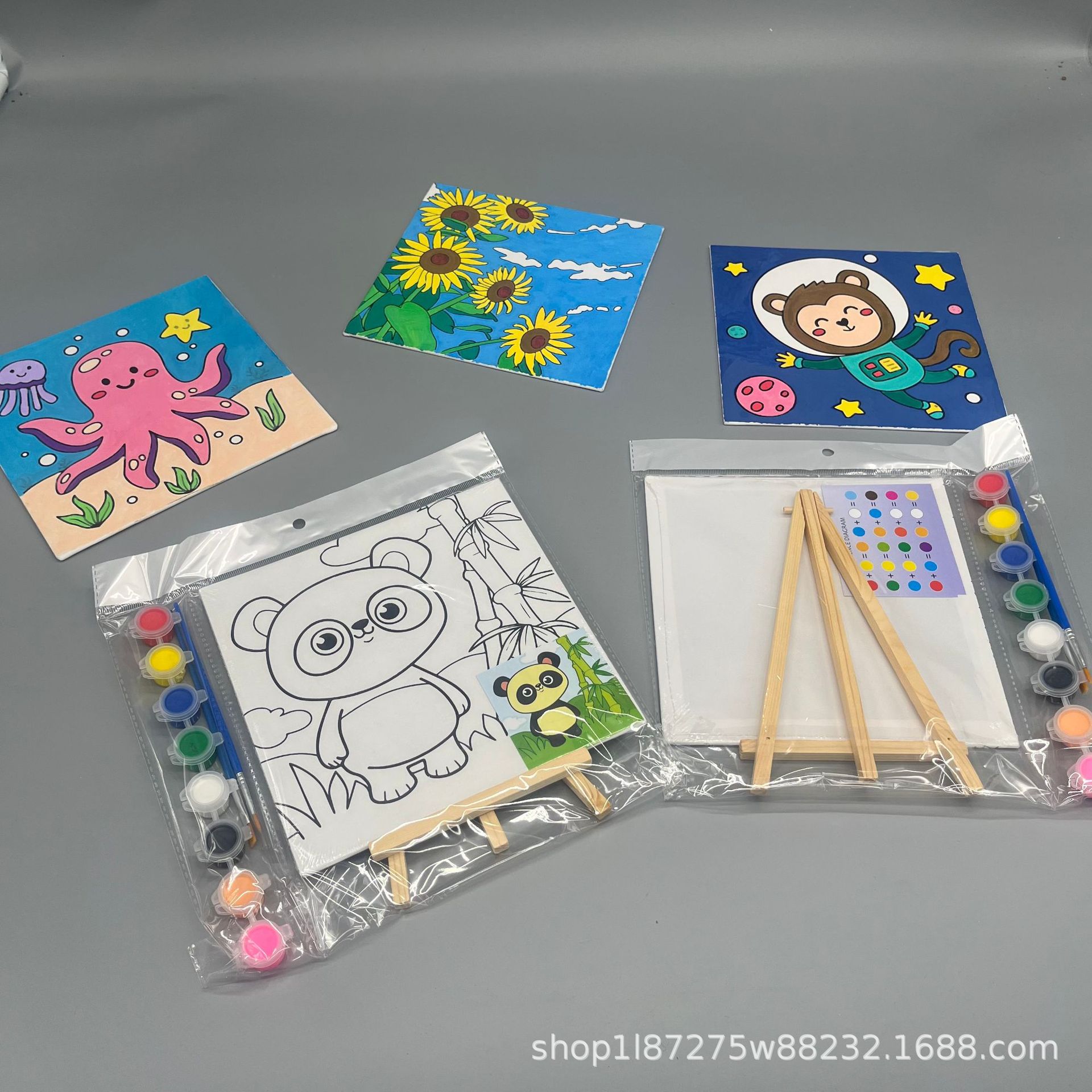 20*20 printed oil painting board suit children's diy digital oil painting cartoon painting board handmade decorative painting wholesale