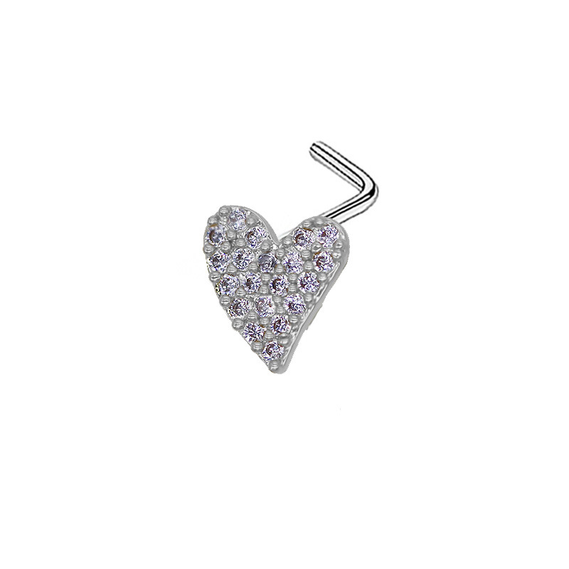 Picture of Gaibei Europe and the United States cross-border pearl heart-shaped nose nail heart-shaped wings bow l rod puncture nose nail puncture factory