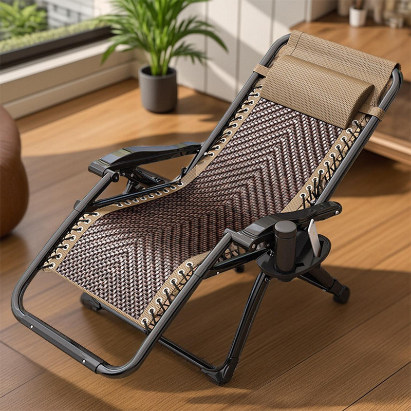 Rattan Folding Lounge Chair for Lunch Break, Rattan Chair for Sitting and Lying Down, Folding Chair for the Elderly, Lounge Chair for Nap, Adult Chair for Rocking