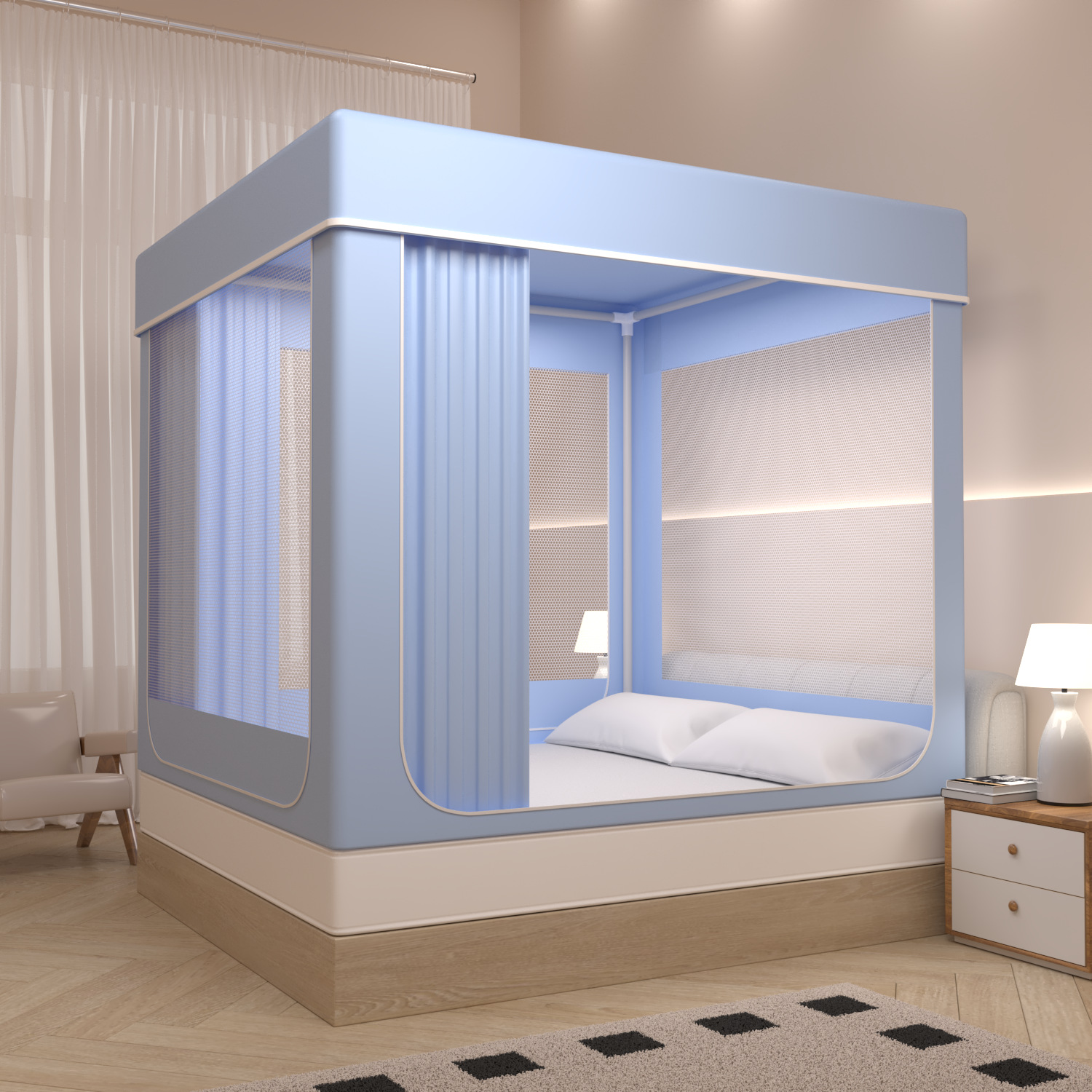 Picture of New Bed Mantle Mosquito Net Full Shading Ins Style Princess Style Bedroom Fully Enclosed Simple Single Double Household