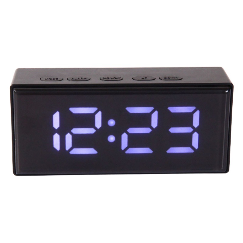 Creative intelligent photosensitive small size handheld LED mirror digital electronic alarm clock travel home bedroom mirror clock