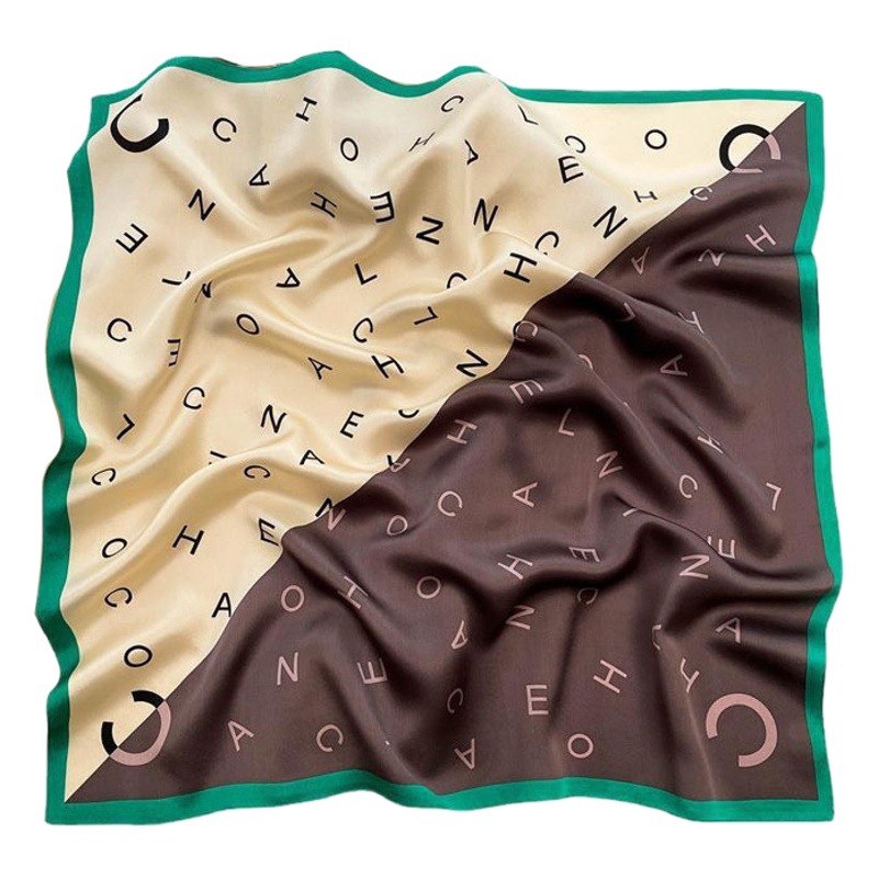 [Wholesale] Hangzhou Silk Korean Letter Mulberry Silk Silk Scarf Women's Spring and Autumn Scarf Small Square Scarf