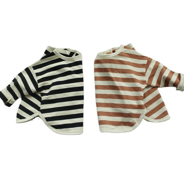 Picture of 2025 New Children's T-shirt Spring Boys' Pullover Long Sleeve Korean Round Neck Striped Loose Girls' Top Category A