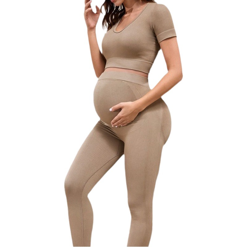 Picture of Fashion Hot Mom Pregnant Women's suit Women's Tight-Fit Comfortable Yoga Clothes Abdominal Pants Base Wearing Outer Wearing Hip Lifting