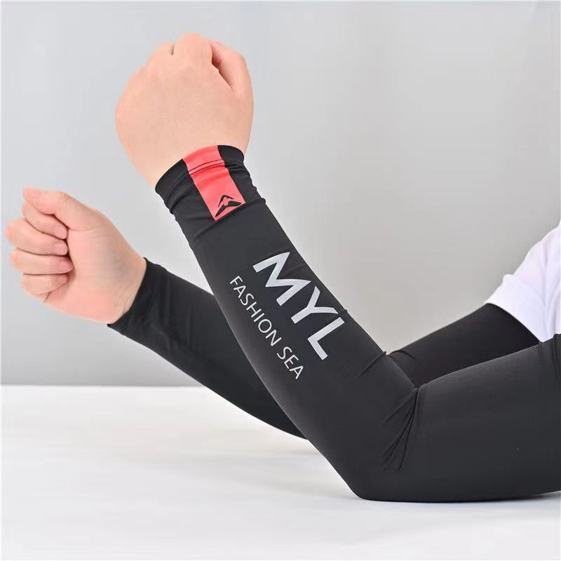 Sunscreen Ice Sleeve Men's Fashionable Personalized Exlongation Arm Guard Sleeve Long Solid Color Outdoor Driving Summer Student Ice Silk Sleeve