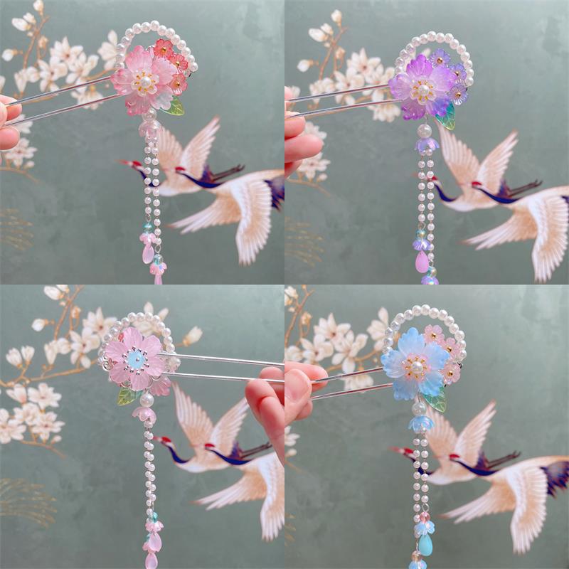 Han Dust Hanfu Headwear Children's Hairpin Girl's Chinese Style Hair Antique Headwear Princess Ancient Costume Tassel Hair Hairpin