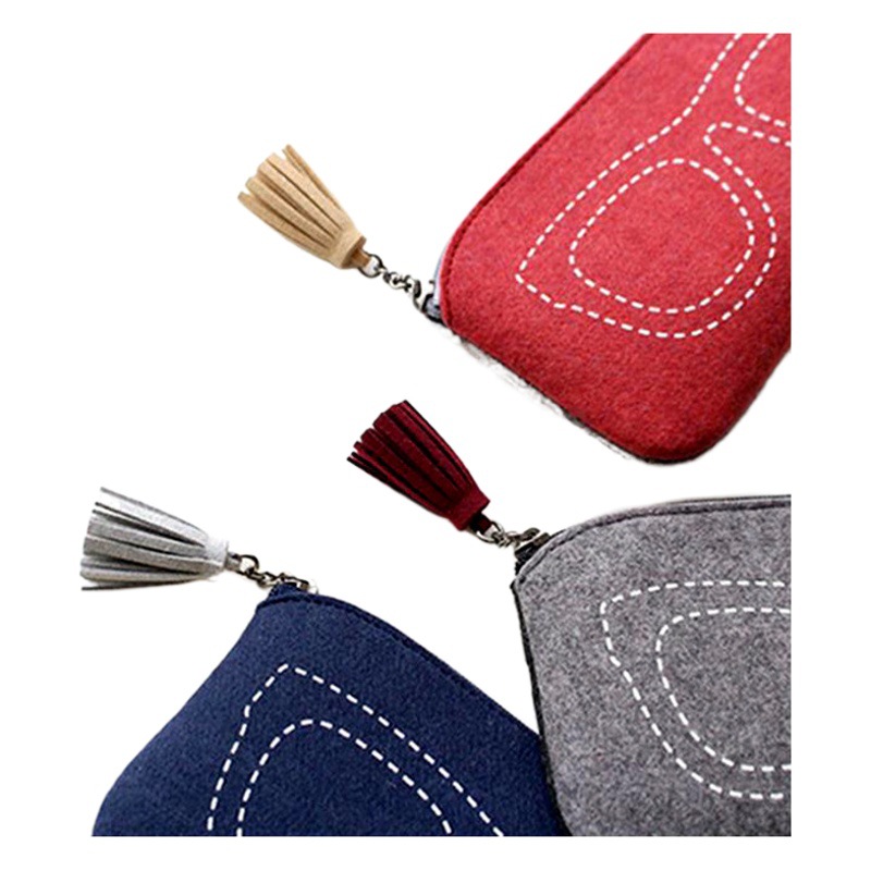 New Felt Glasses Bag, Fashionable Retro Multifunctional Zipper Sunglasses Storage Bag, Portable Handmade Retro Style Gift